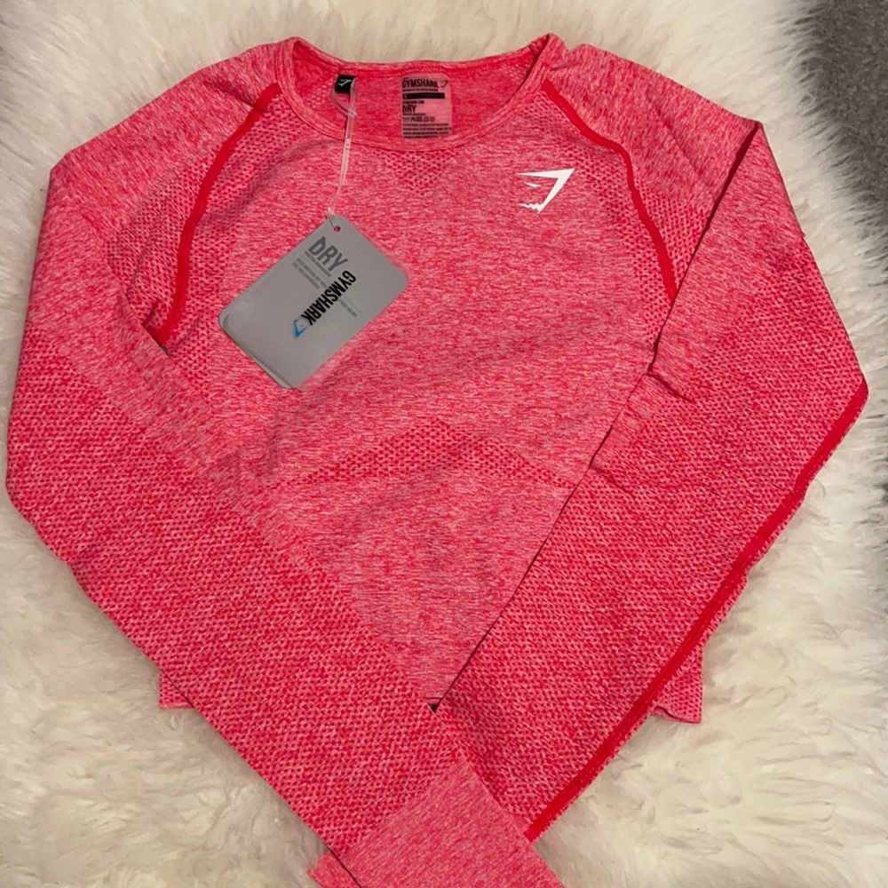Gymshark pink marl long sleeve crop